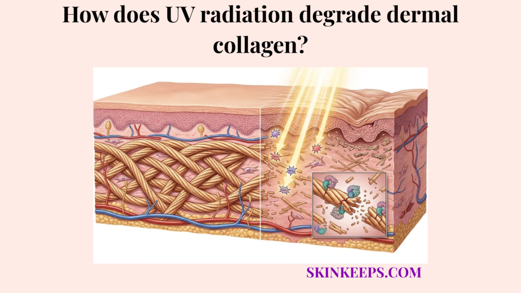 UV radiation degrade dermal collagen