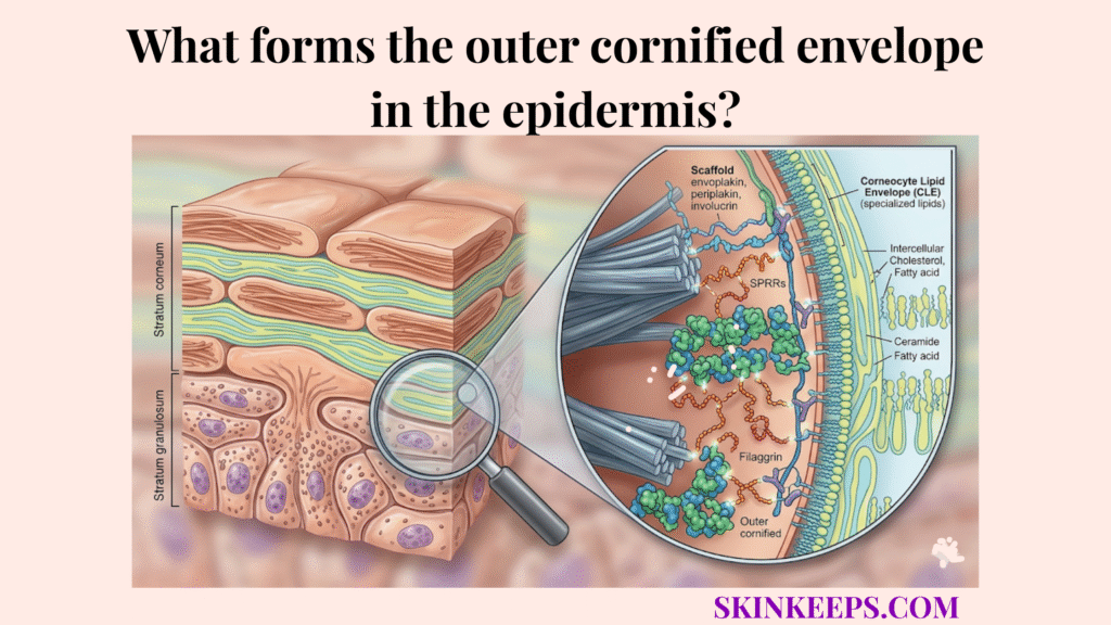 forms the outer cornified envelope in the epidermis