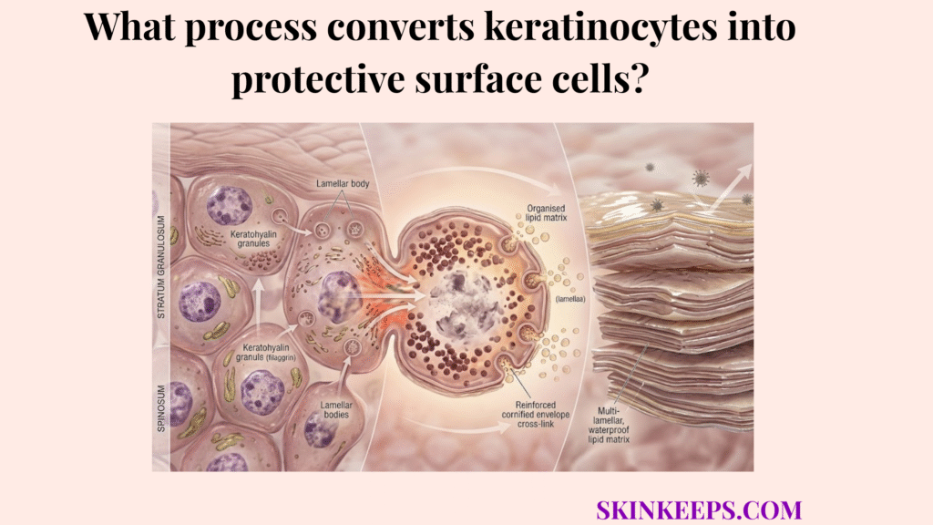 keratinization converts keratinocytes into surface cells
