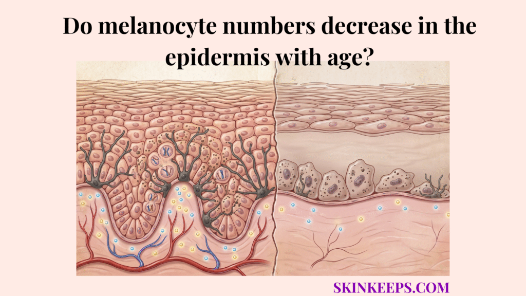 melanocyte numbers decrease in the epidermis with age