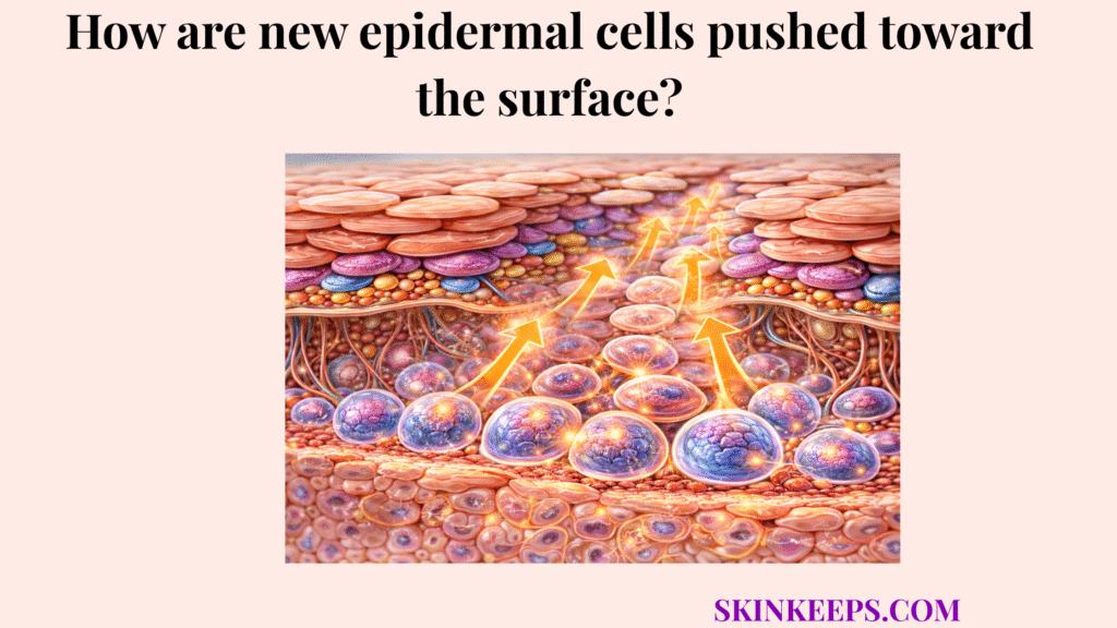 new epidermal cells pushed toward the surface