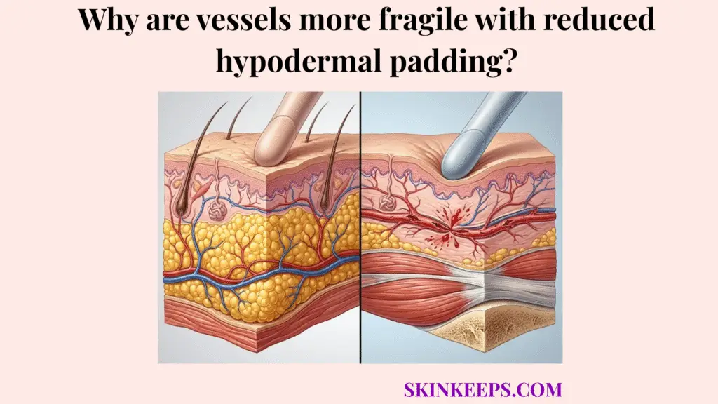 vessels more fragile with reduced hypodermal padding