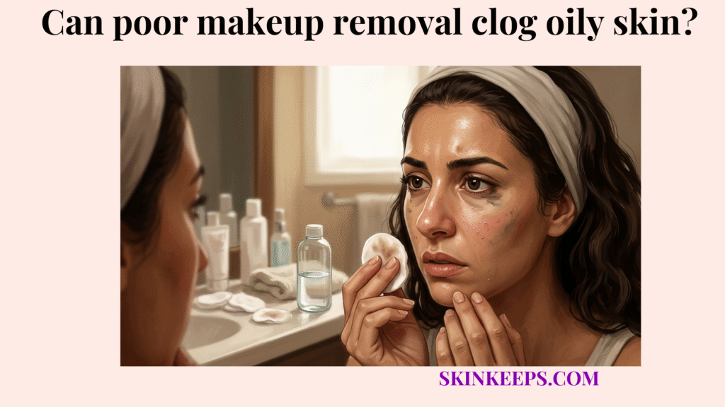 poor makeup removal clog oily skin