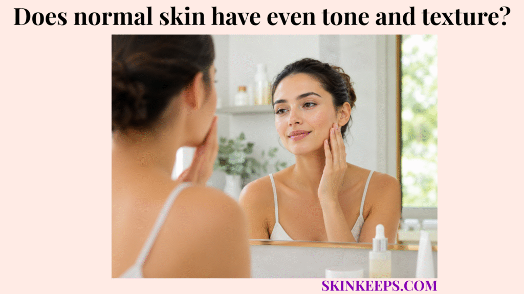 Realistic skincare image showing a woman with normal skin, even tone, smooth texture, and a balanced natural glow.