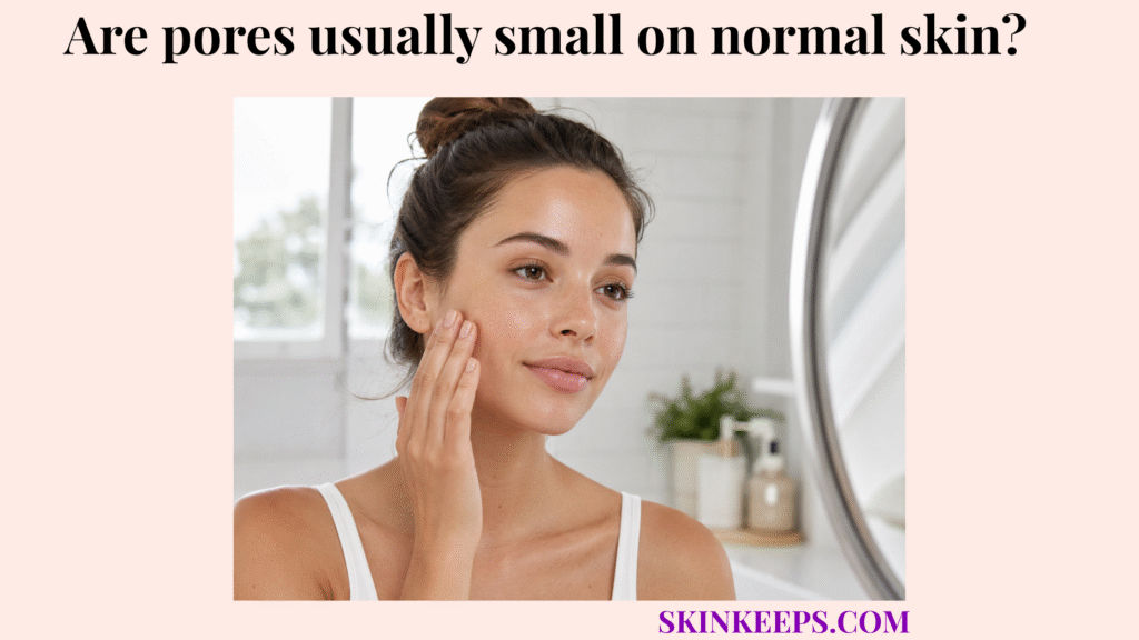 Realistic skincare image showing a woman with normal skin, smooth texture, balanced glow, and barely visible pores.